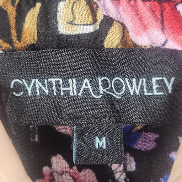 Cynthia Rowley Palazzo Floral Paisley Pants Women’s M Elastic Waist Pockets - Picture 3 of 13